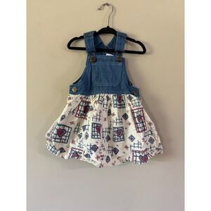 Day Sportswear Baby Vintage Denim Overall Dress and Bloomers Set 24M Cottagecore